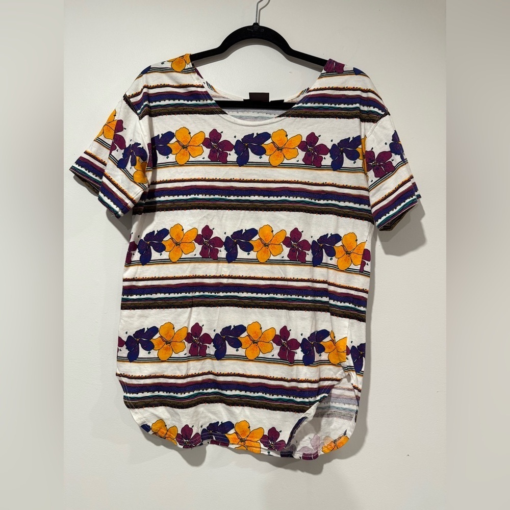 Woolrich Cotton Top Shirt Floral Multicolor 90s Coastal Hibiscus Tropical Small